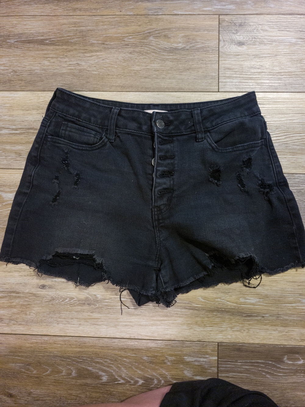 Black Distressed Women's Denim Shorts